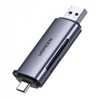  Atmiņas karte reader Ugreen CM185 USB-A 3.0/USB-C 3.1 to TF/SD (50706) grey 